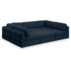 Meridian Furniture Beckham 114-inch 6-Piece Linen Fabric Modular Sectional Sofa