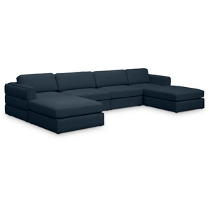 Meridian Furniture Beckham 152-inch 6-Piece Linen Fabric Modular U-Shape Sectional Sofa