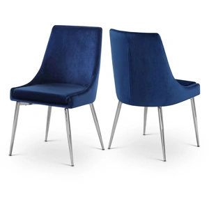 Meridian Furniture Karina Velvet Dining Chair with Polished Metal Frame (Set of 2)