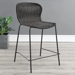 Coaster McKinley Faux Rattan Counter Stool with Metal Base, Brown/Sandy Black (Set of 2)
