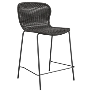 Coaster McKinley Faux Rattan Counter Stool with Metal Base, Brown/Sandy Black (Set of 2)