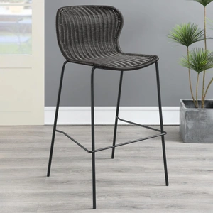 Coaster McKinley Faux Rattan Bar Stool with Metal Base, Brown/Sandy Black (Set of 2)