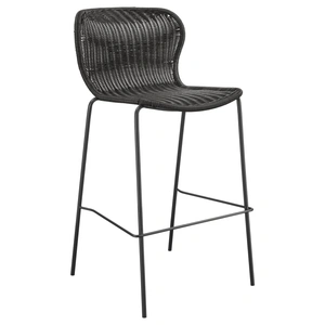 Coaster McKinley Faux Rattan Bar Stool with Metal Base, Brown/Sandy Black (Set of 2)
