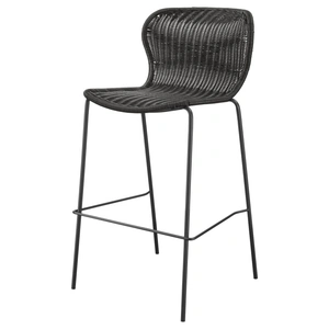 Coaster McKinley Faux Rattan Bar Stool with Metal Base, Brown/Sandy Black (Set of 2)