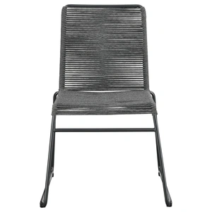 Coaster Jerome Woven Rope Stackable Side Chair with Metal Base, Charcoal/Gunmetal (Set of 2)
