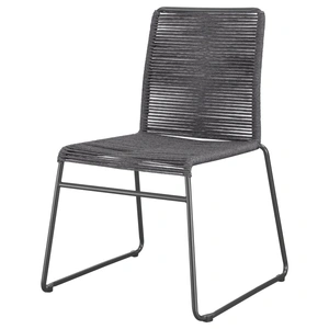 Coaster Jerome Woven Rope Stackable Side Chair with Metal Base, Charcoal/Gunmetal (Set of 2)