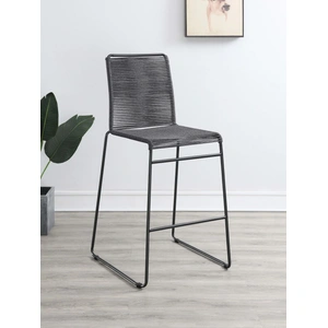 Coaster Jerome Woven Rope Bar Stool with Metal Base, Charcoal/Gunmetal (Set of 2)