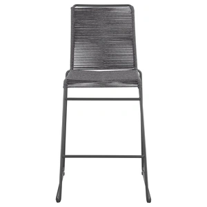 Coaster Jerome Woven Rope Bar Stool with Metal Base, Charcoal/Gunmetal (Set of 2)