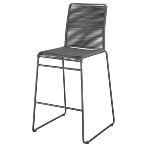 Coaster Jerome Woven Rope Bar Stool with Metal Base, Charcoal/Gunmetal (Set of 2)
