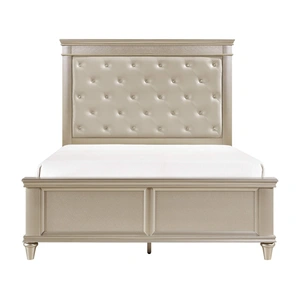Homelegance Celandine Leatherette/Wood Tufted Platform Bedroom Set, Silver