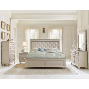 Homelegance Celandine Leatherette/Wood Tufted Platform Bed, Silver