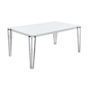 Coaster Pauline Glass Rectangular Dining Table with Chrome Legs, White/Chrome