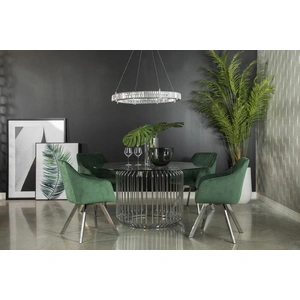Coaster Arika Fabric Channeled Back Swivel Dining Chair, Green/Chrome