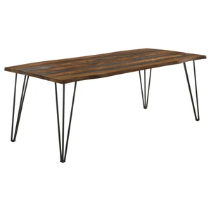 Coaster Neve Live-edge Wood Dining Table with Hairpin Legs, Sheesham Grey/Gunmetal