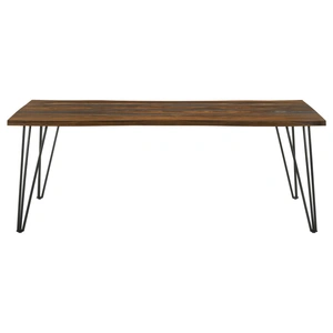 Coaster Neve Live-edge Wood Dining Table with Hairpin Legs, Sheesham Grey/Gunmetal