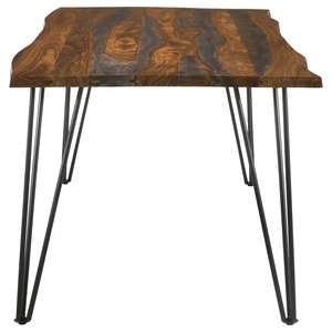 Coaster Neve Live-edge Wood Dining Table with Hairpin Legs, Sheesham Grey/Gunmetal