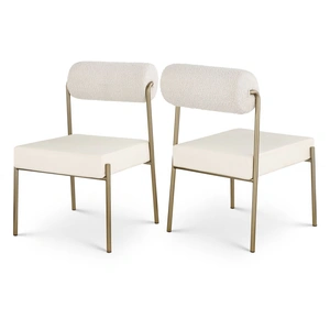 Meridian Furniture Carly Boucle Fabric & Faux Leather Dining Chair (Set of 2)