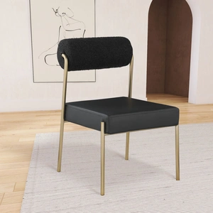 Meridian Furniture Carly Boucle Fabric & Faux Leather Dining Chair (Set of 2)