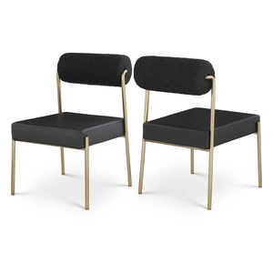 Meridian Furniture Carly Boucle Fabric & Faux Leather Dining Chair (Set of 2)