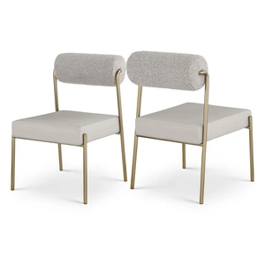 Meridian Furniture Carly Boucle Fabric & Faux Leather Dining Chair (Set of 2)