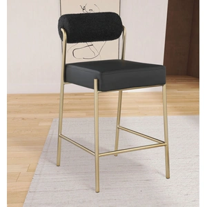Meridian Furniture Carly Boucle Fabric & Faux Leather Counter Stool with Brushed Brass Frame