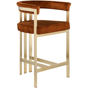 Meridian Furniture Marcello Velvet Counter Stool with Brushed Brass Frame