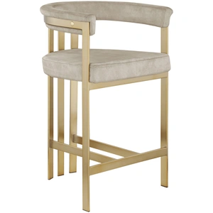 Meridian Furniture Marcello Velvet Counter Stool with Brushed Brass Frame