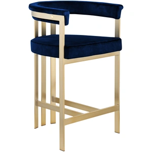Meridian Furniture Marcello Velvet Counter Stool with Brushed Brass Frame