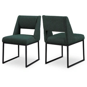 Meridian Furniture Jayce Boucle Fabric Dining Chair with Iron Base (Set of 2)