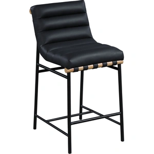 Meridian Furniture Burke Boucle Fabric Counter Stool with Matte Black Metal Frame