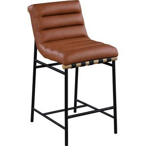 Meridian Furniture Burke Boucle Fabric Counter Stool with Matte Black Metal Frame