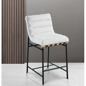 Meridian Furniture Burke Boucle Fabric Counter Stool with Matte Black Metal Frame