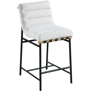 Meridian Furniture Burke Boucle Fabric Counter Stool with Matte Black Metal Frame