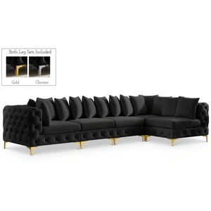 Meridian Furniture Tremblay 138-inch 5-Piece Velvet Modular Sectional