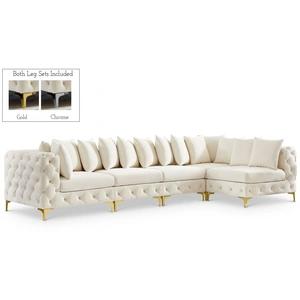 Meridian Furniture Tremblay 138-inch 5-Piece Velvet Modular Sectional