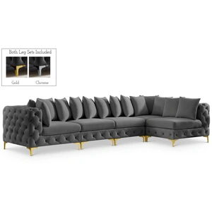 Meridian Furniture Tremblay 138-inch 5-Piece Velvet Modular Sectional