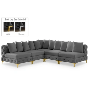Meridian Furniture Tremblay 99-inch 5-Piece Velvet Modular Sectional