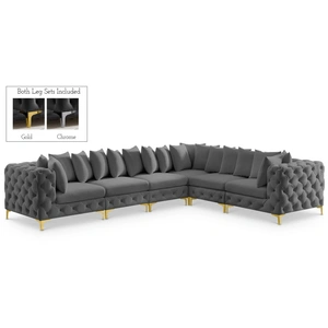 Meridian Furniture Tremblay 138-inch 6-Piece Velvet Modular Sectional