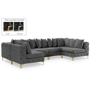 Meridian Furniture Tremblay 138-inch 6-Piece Velvet Modular U-Shape Sectional