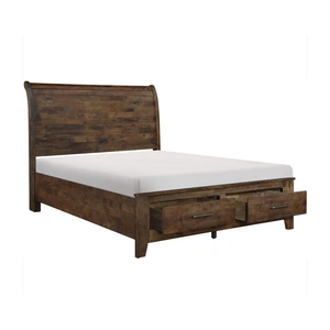 Homelegance Jerrick Wood Sleigh Storage Bed, Burnished Brown