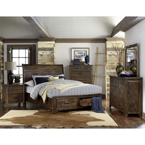 Homelegance Jerrick Wood Sleigh Storage Bedroom Set, Burnished Brown
