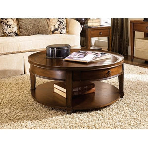 Hammary Sunset Valley Round Wood 1-Drawer Cocktail Table