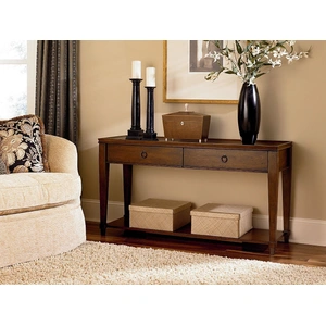 Hammary Sunset Valley Rectangular Wood Sofa Table w/2 Drawers, Rich Mahogany