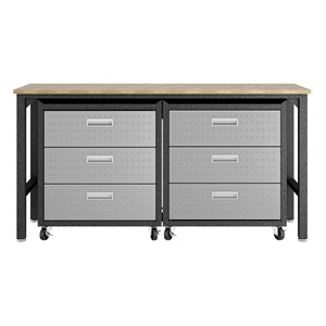 Manhattan Comfort Fortress 3-Piece Textured Metal Garage Storage Set, Composition 6