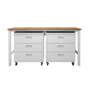 Manhattan Comfort Fortress 3-Piece Textured Metal Garage Storage Set, Composition 6