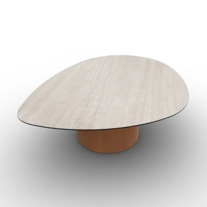 Calligaris Mushroom Laminated Ceramic-Glass/Wood Pedestal Coffee Table