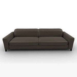 Calligaris Norma Leather Fixed Adjustable Headrest & Footrest Maxi Sofa, Antelope Brown