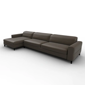 Calligaris Norma Leather Sofa w/Left Hand Chaise Facing, Brown