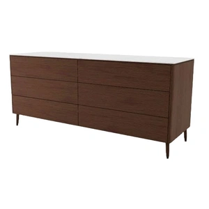 Calligaris Boston Ceramic/Wood 6-Drawer Dresser, White/Smoke