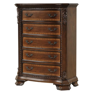Galaxy Home Furnishings Vintage 5-Drawer Wood Veneer Chest, Dark Walnut